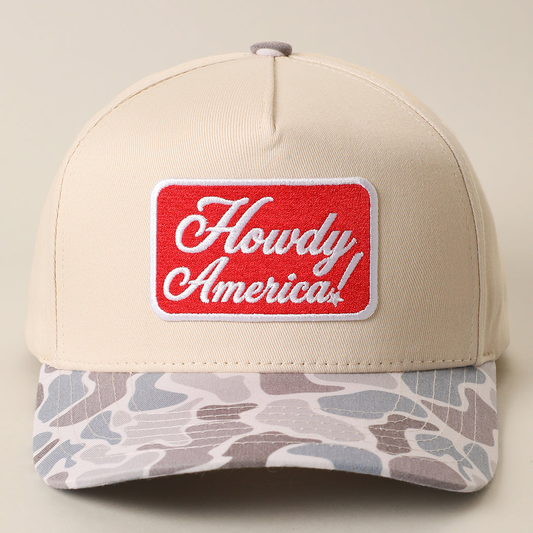 Howdy America camo brim trucker hat in blue