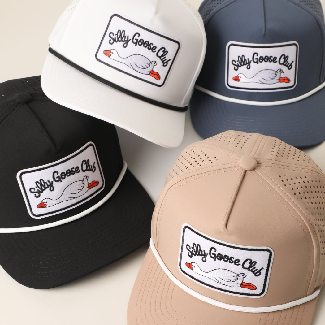 Silly Goose Club patch performance rope hat shown in all color options