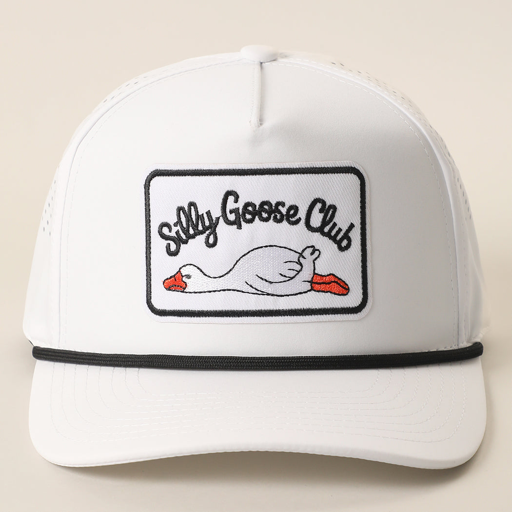 Silly Goose Club patch performance rope hat in white