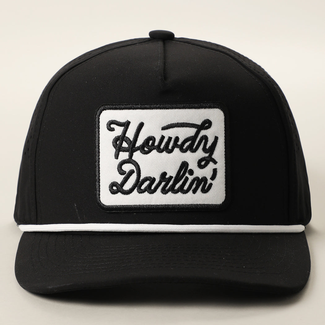 Howdy Darlin' patch rope trucker hat in black