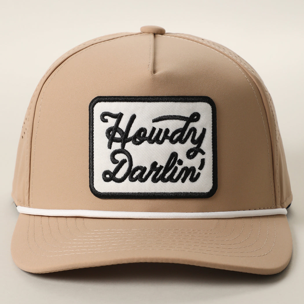 Howdy Darlin' patch rope trucker hat in sand