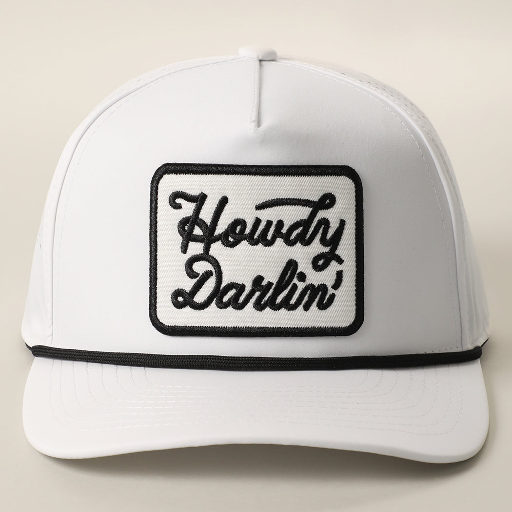 Howdy Darlin' patch rope trucker hat in white
