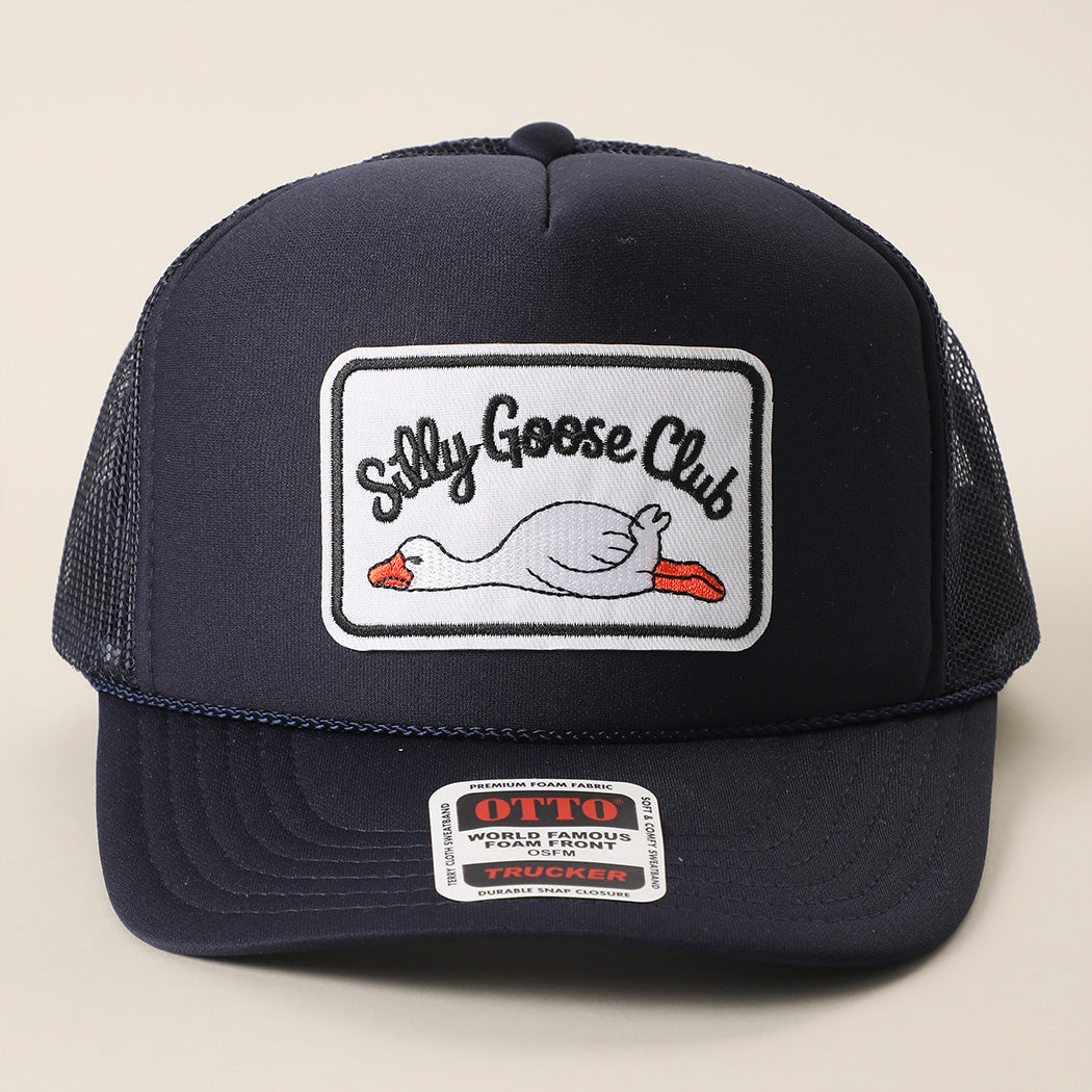 Silly Goose Club patch foam trucker hat in navy