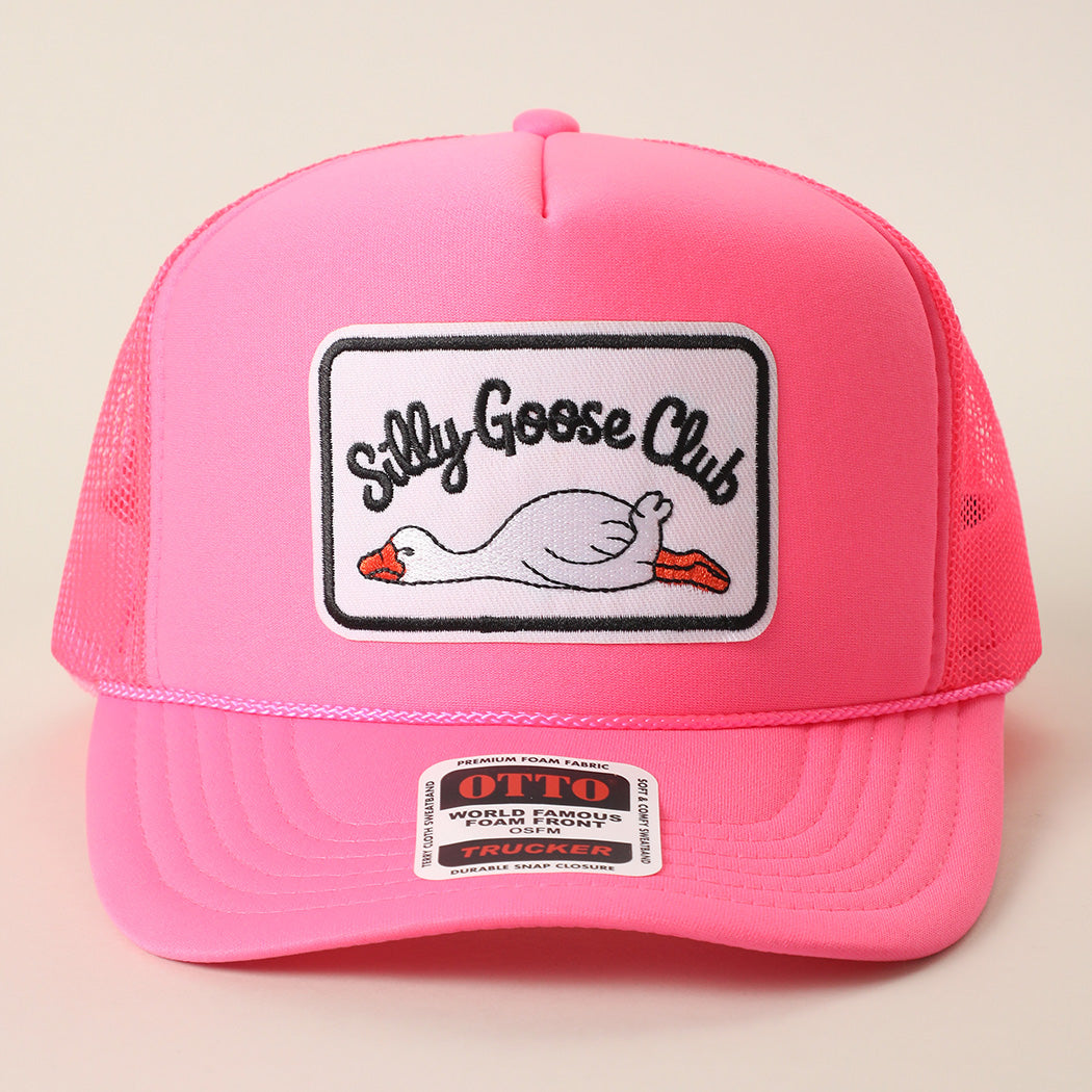 Silly Goose Club patch foam trucker hat in neon pink