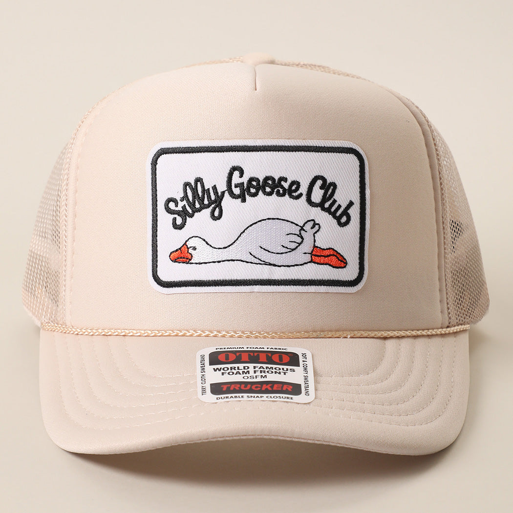 Silly Goose Club patch foam trucker hat in sand