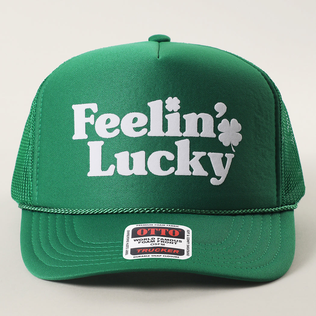 Feelin' Lucky St. Patrick's Day foam trucker hat in kelly green