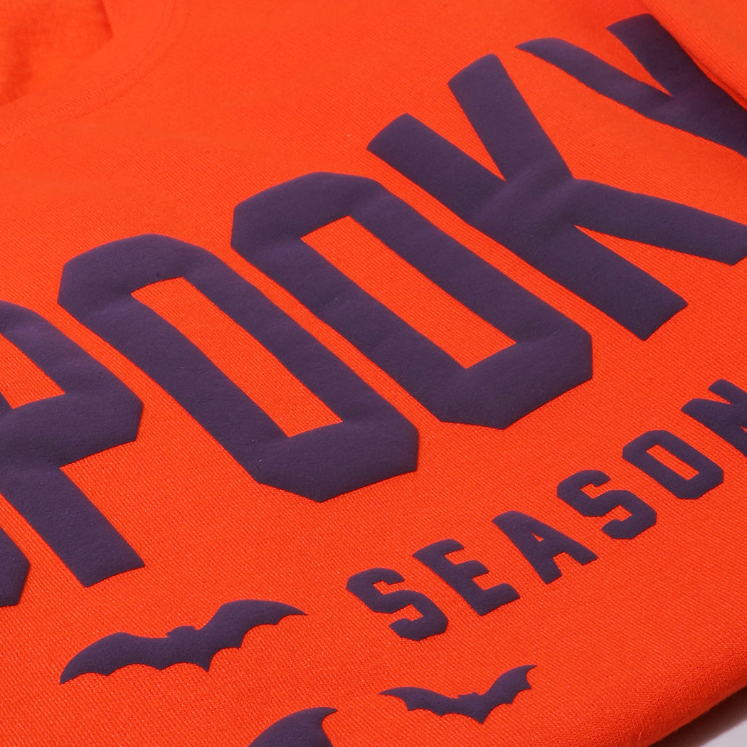 Spooky Season bold puff sweatshirt in orange, detail view