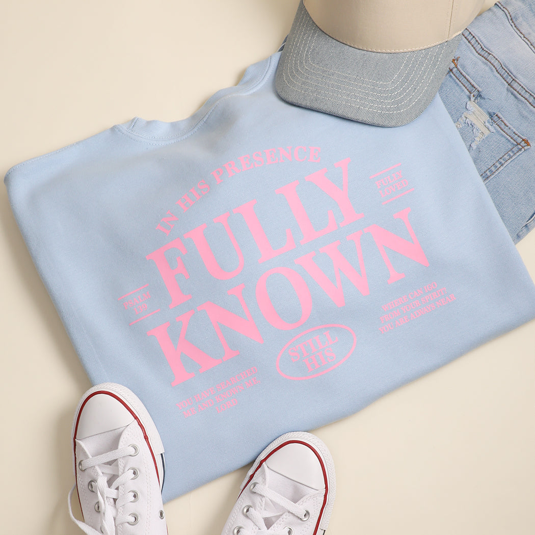 Fully Known Psalm 139 graphic sweatshirt in light blue