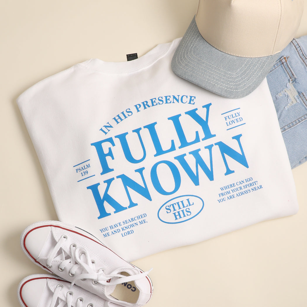Fully Known Psalm 139 graphic sweatshirt in white