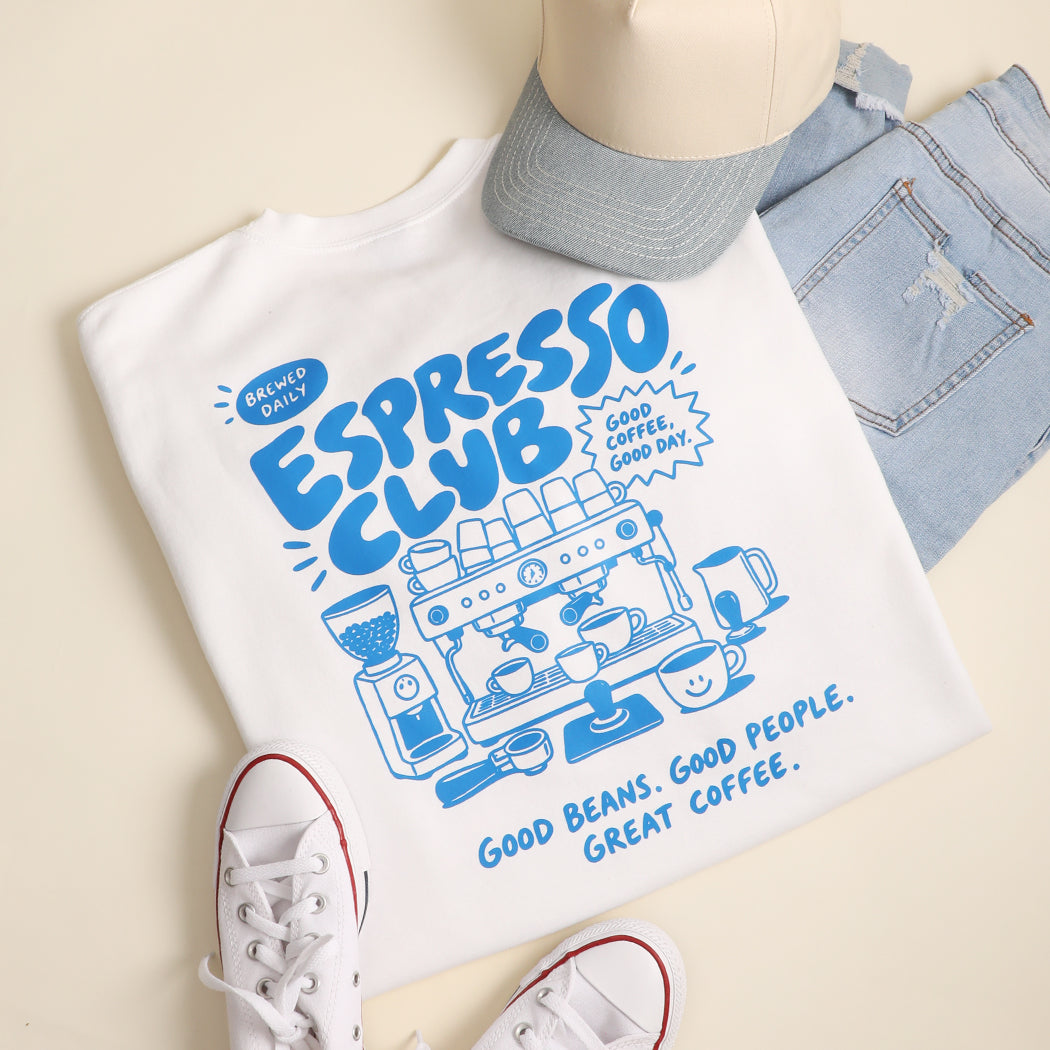 Espresso Club graphic sweatshirt in white