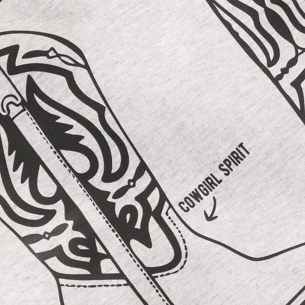 Sweetheart of the Rodeo graphic sweatshirt in ash grey, detail view