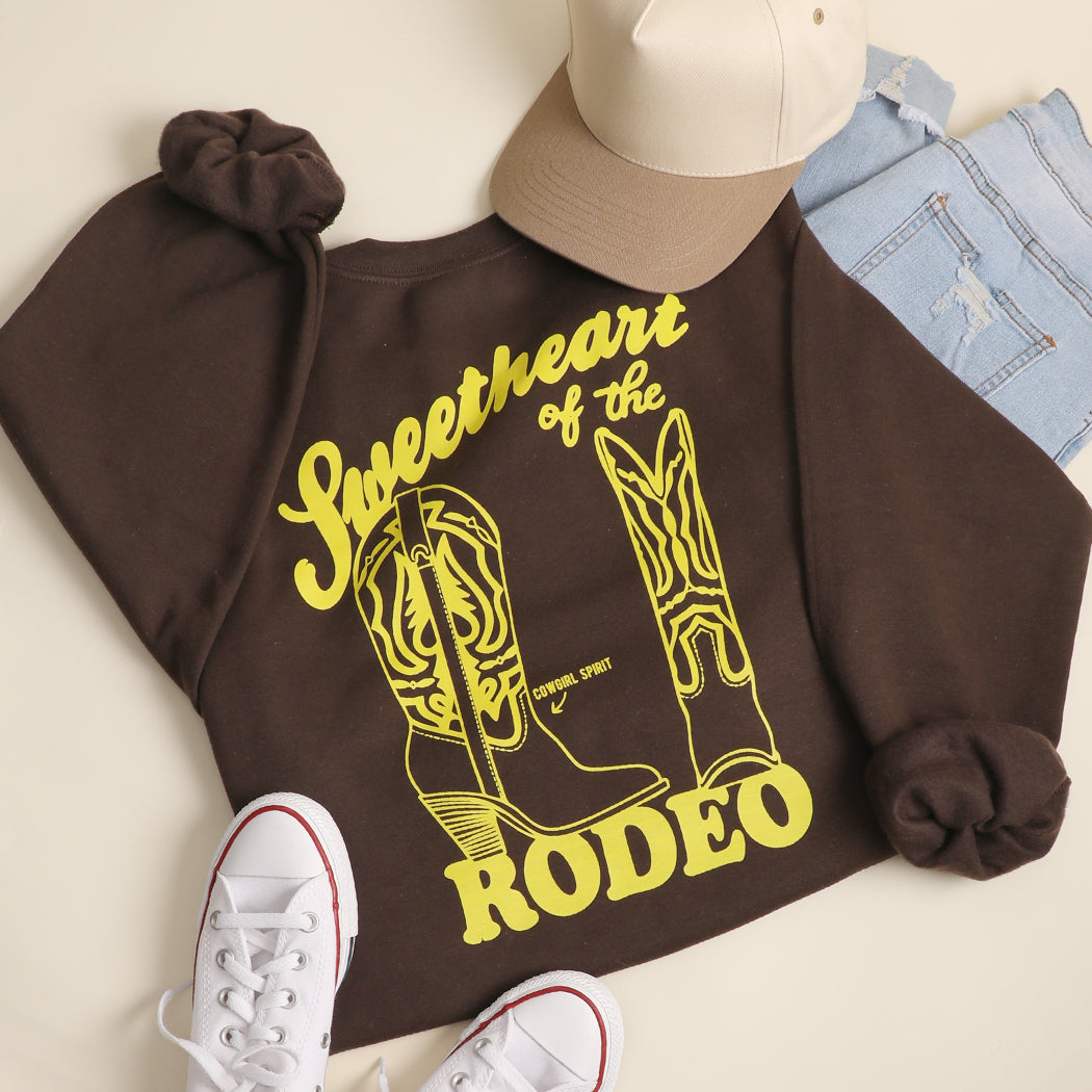 Sweetheart of the Rodeo graphic sweatshirt in dark chocolate