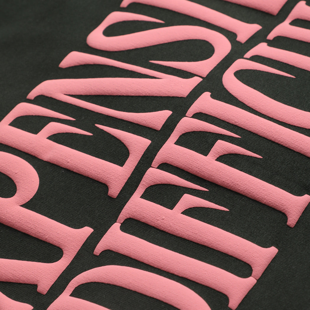 Expensive & Difficult puff sweatshirt in forest green, back view