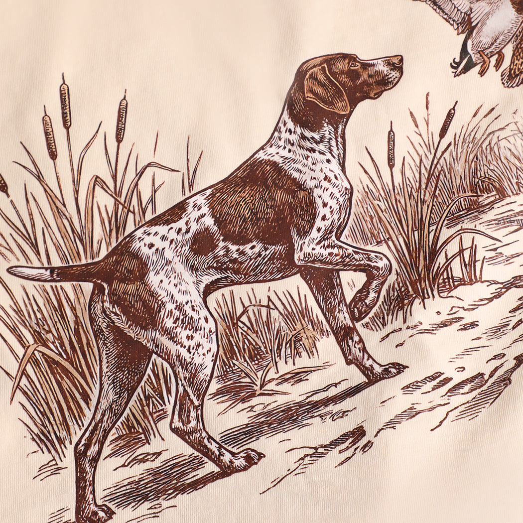 Vintage Hunting Dog Duck garment-dyed t-shirt in ivory, detail view