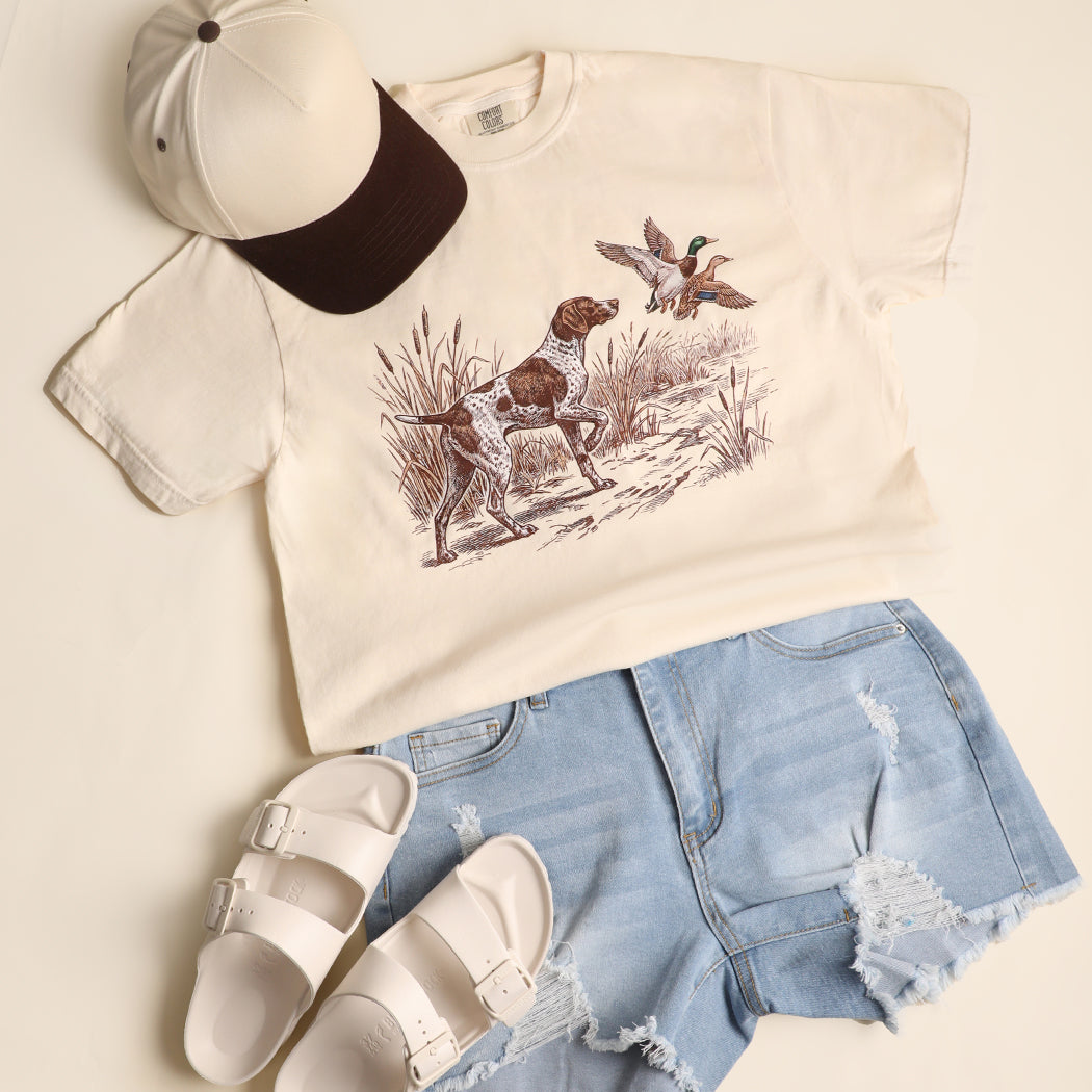 Vintage Hunting Dog Duck garment-dyed t-shirt in ivory