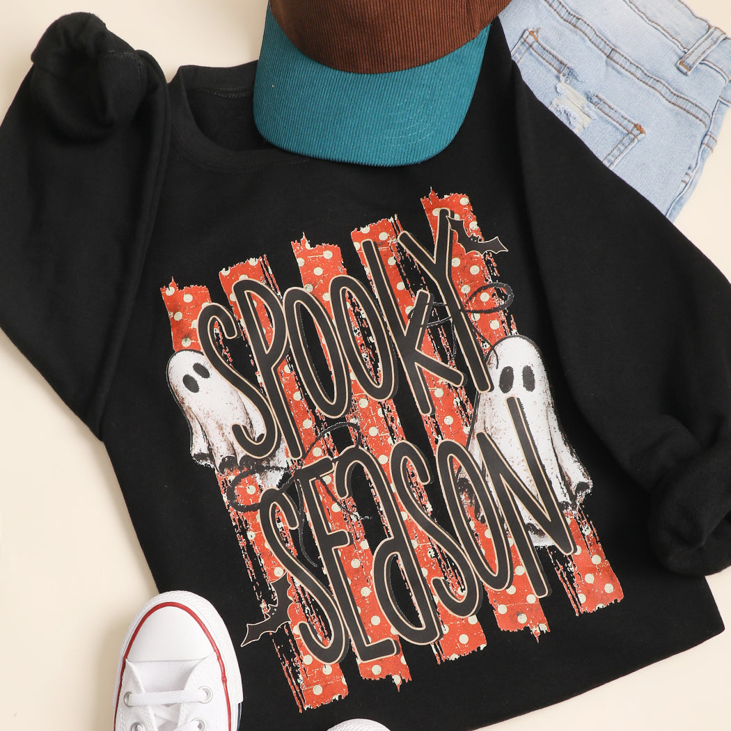 Spooky Season ghost graphic sweatshirt in black
