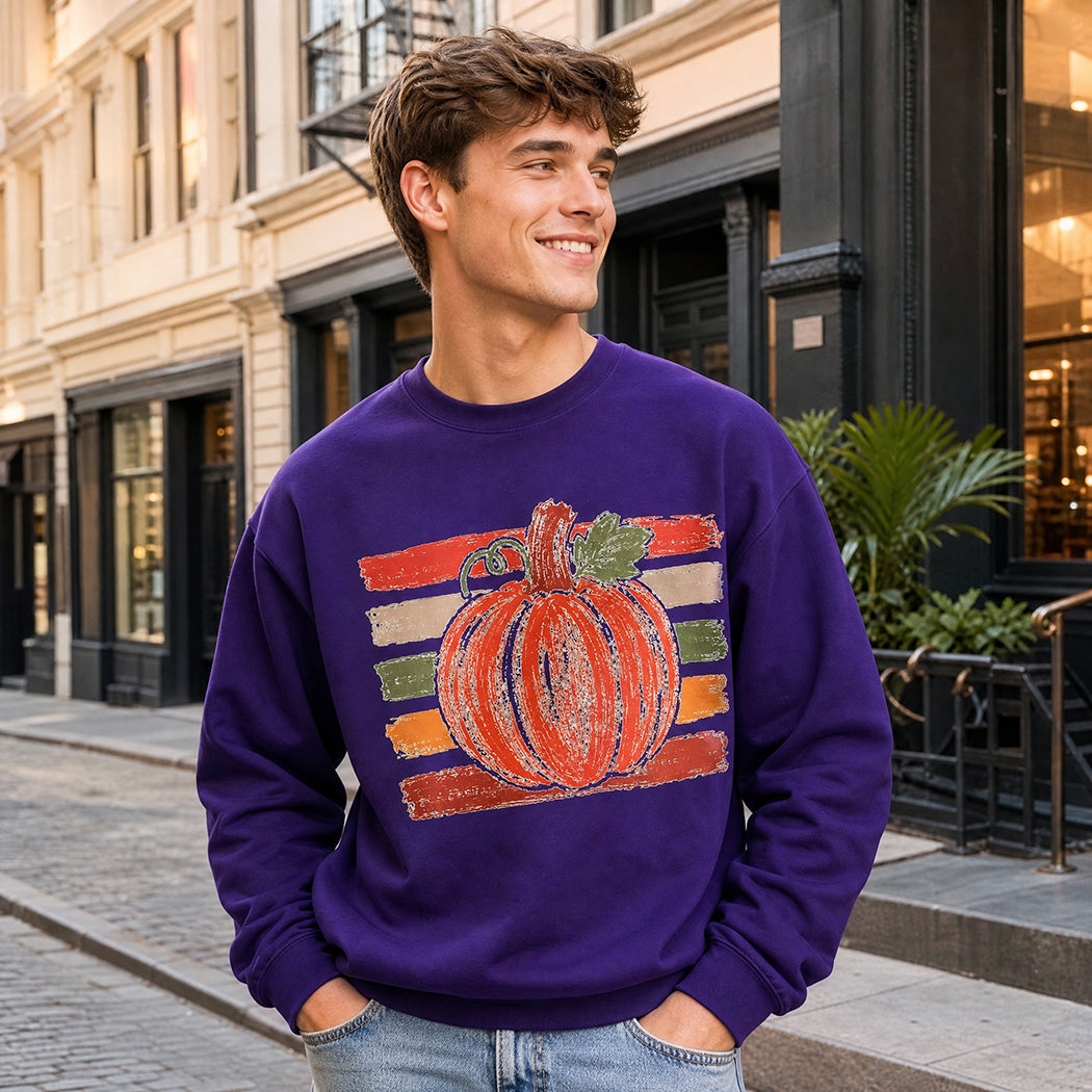 Vintage Pumpkin graphic heavyweight sweatshirt, front view