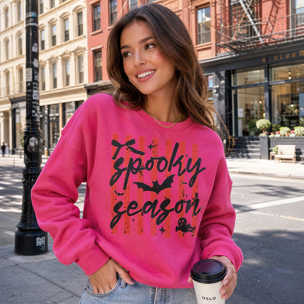 Spooky Season bat graphic heavyweight sweatshirt, front view