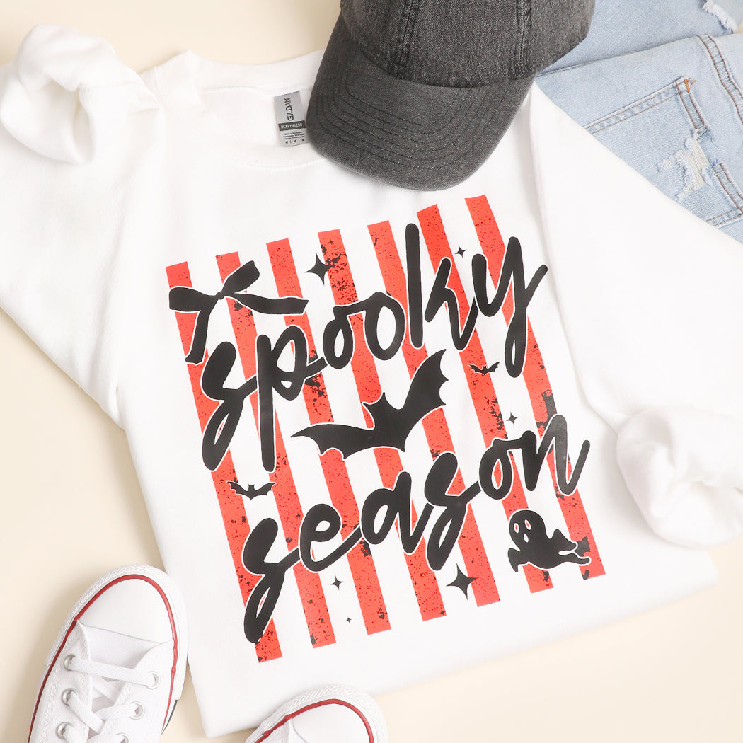 Spooky Season bat graphic sweatshirt in white