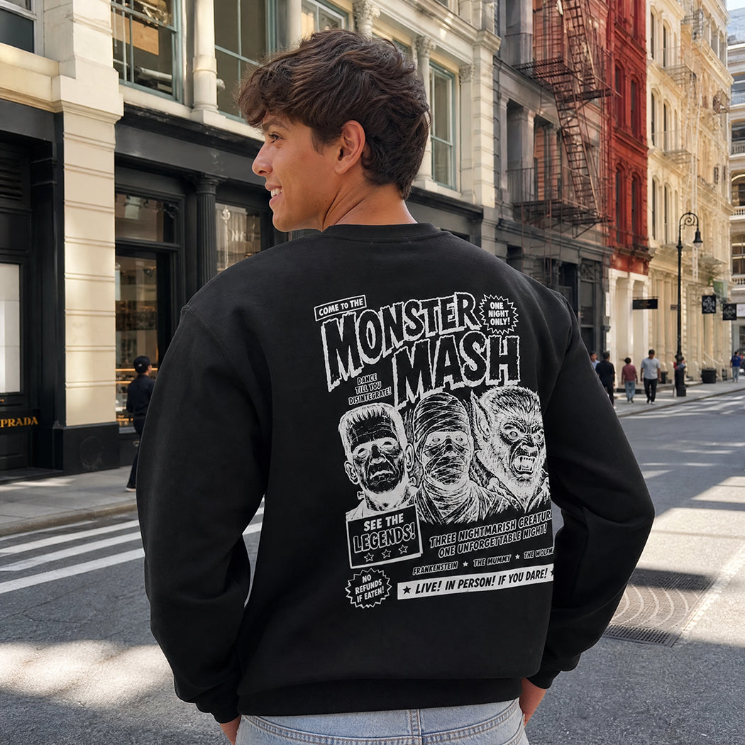 Monster Mash Halloween graphic heavyweight sweatshirt, front view