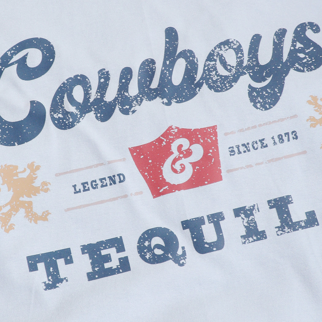 Cowboys And Tequila t-shirt in light blue, detail view