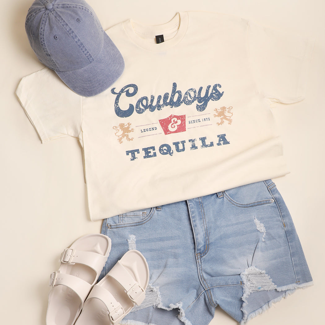Cowboys And Tequila t-shirt in off white