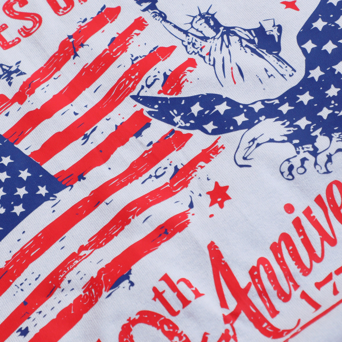 USA 250th Anniversary t-shirt in light blue, detail view