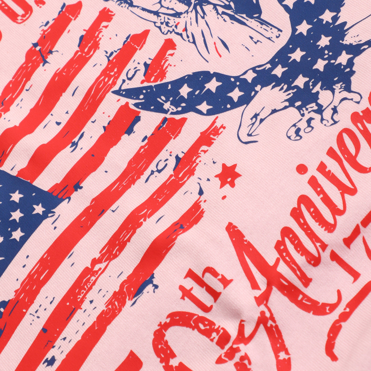 USA 250th Anniversary t-shirt in light pink, detail view