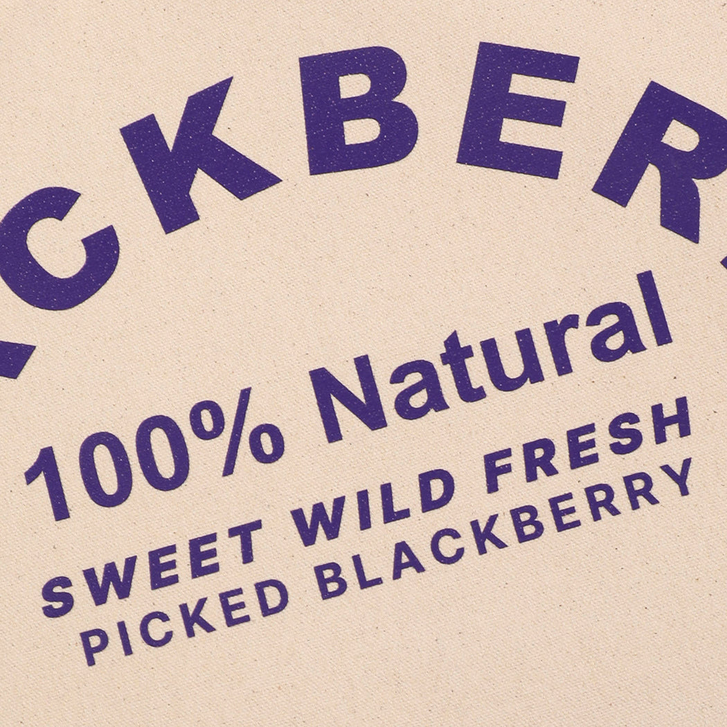 Blackberry canvas tote bag, styled view