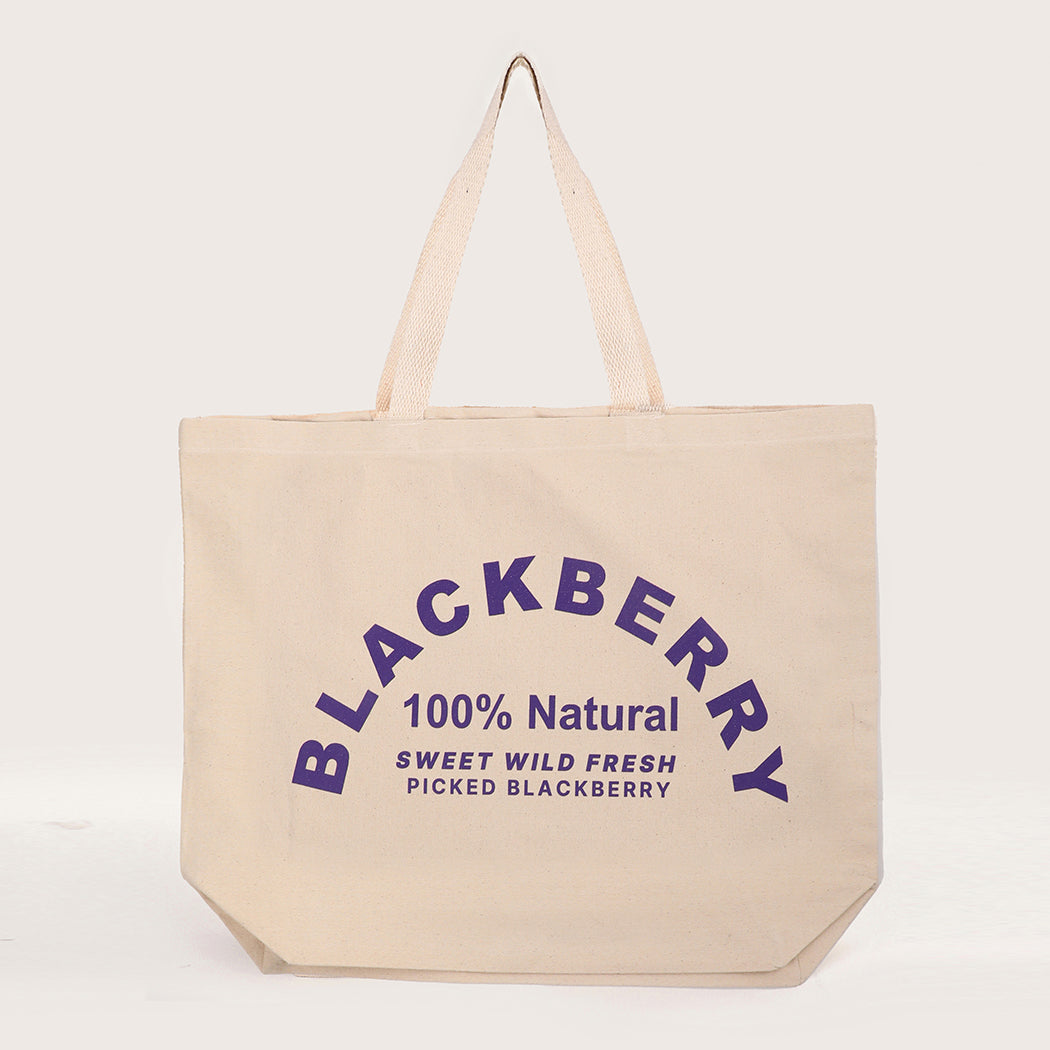 Blackberry canvas tote bag, detail view