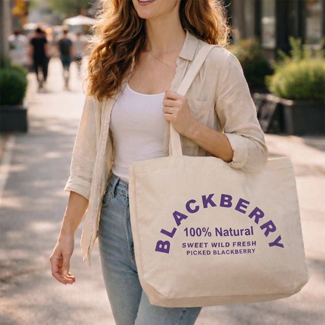 Blackberry canvas tote bag, product view