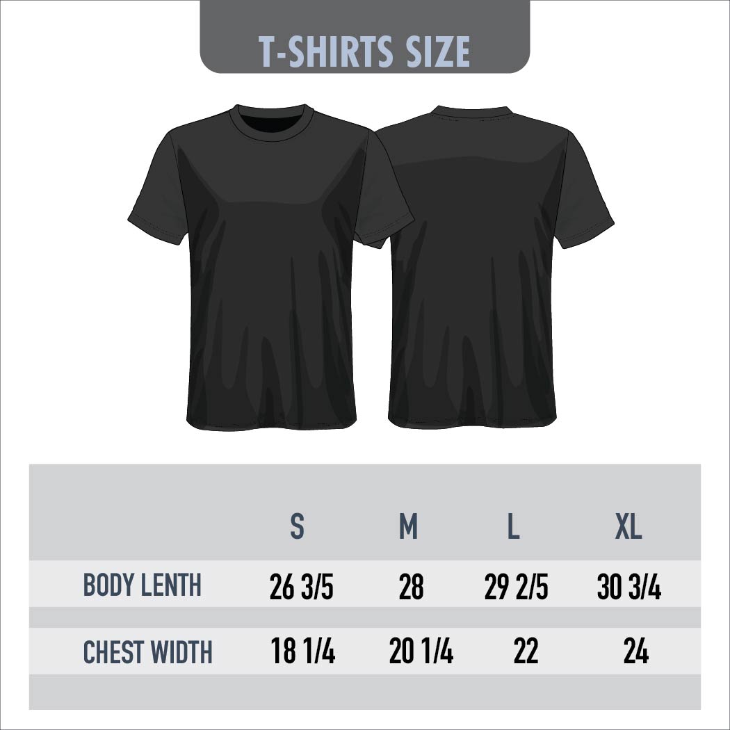 Fashion CITY garment-dyed t-shirt size chart