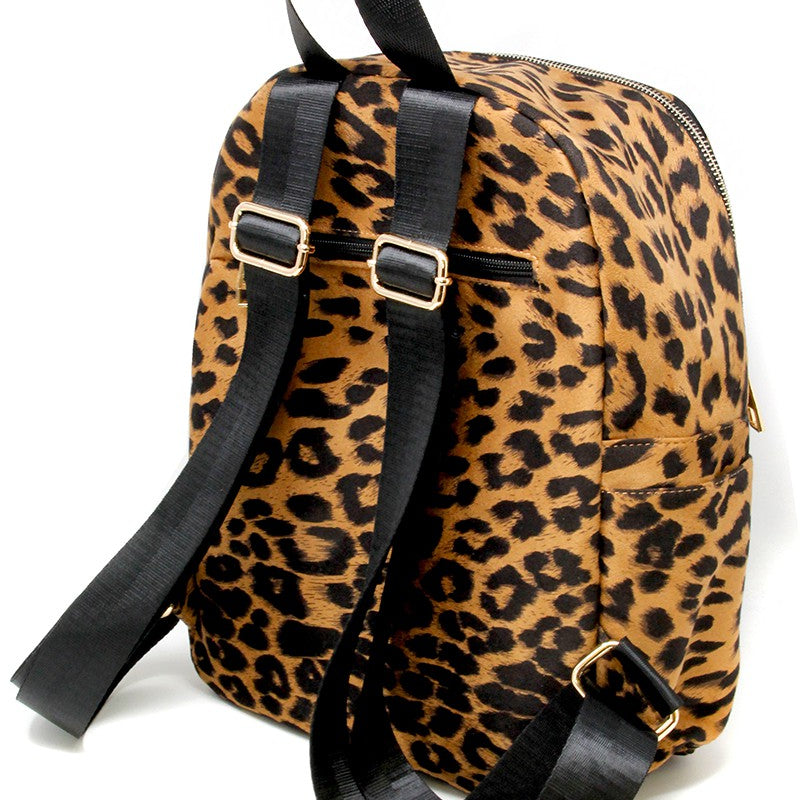 Leopard Printed Backpack with Pocket - Fashion CITY