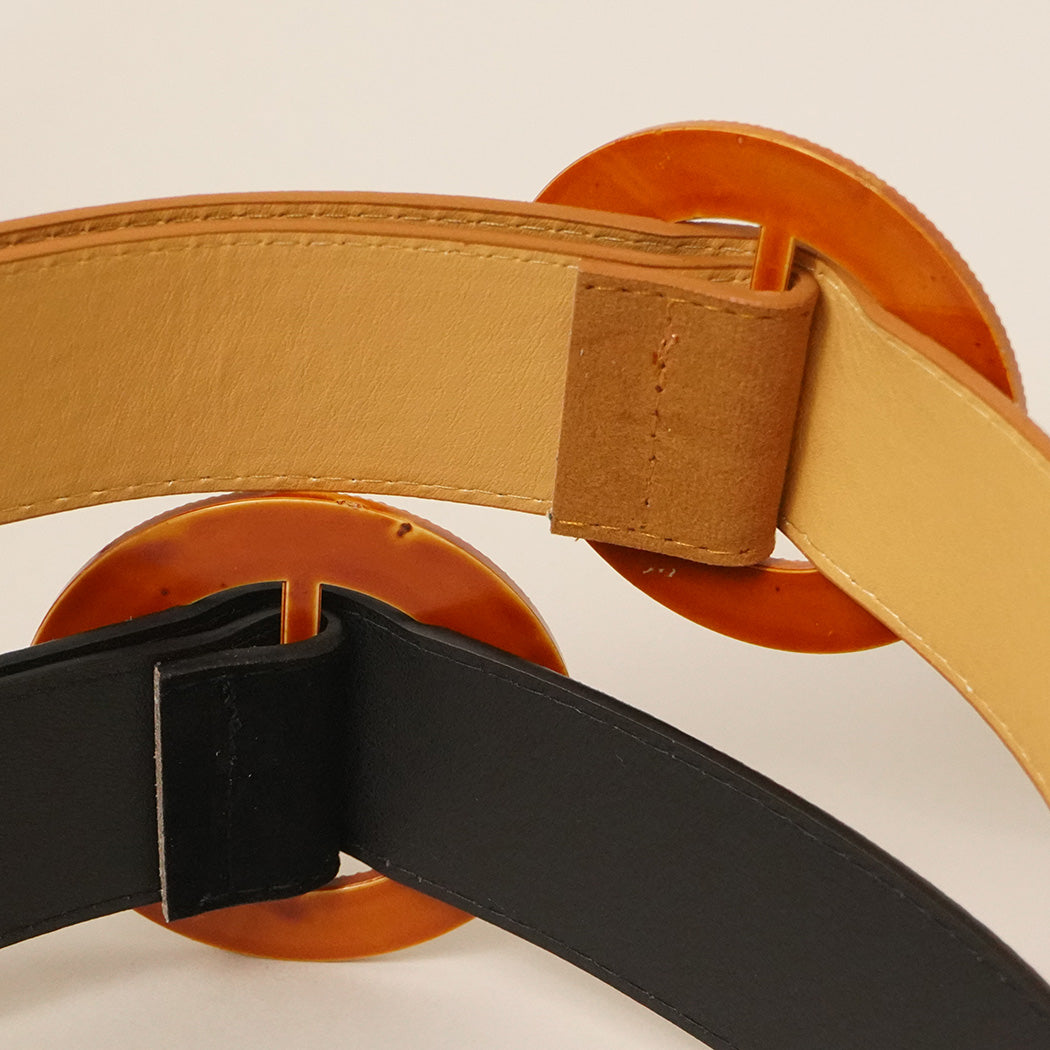 Solid Color Suede w Round Buckle Belt - Fashion CITY