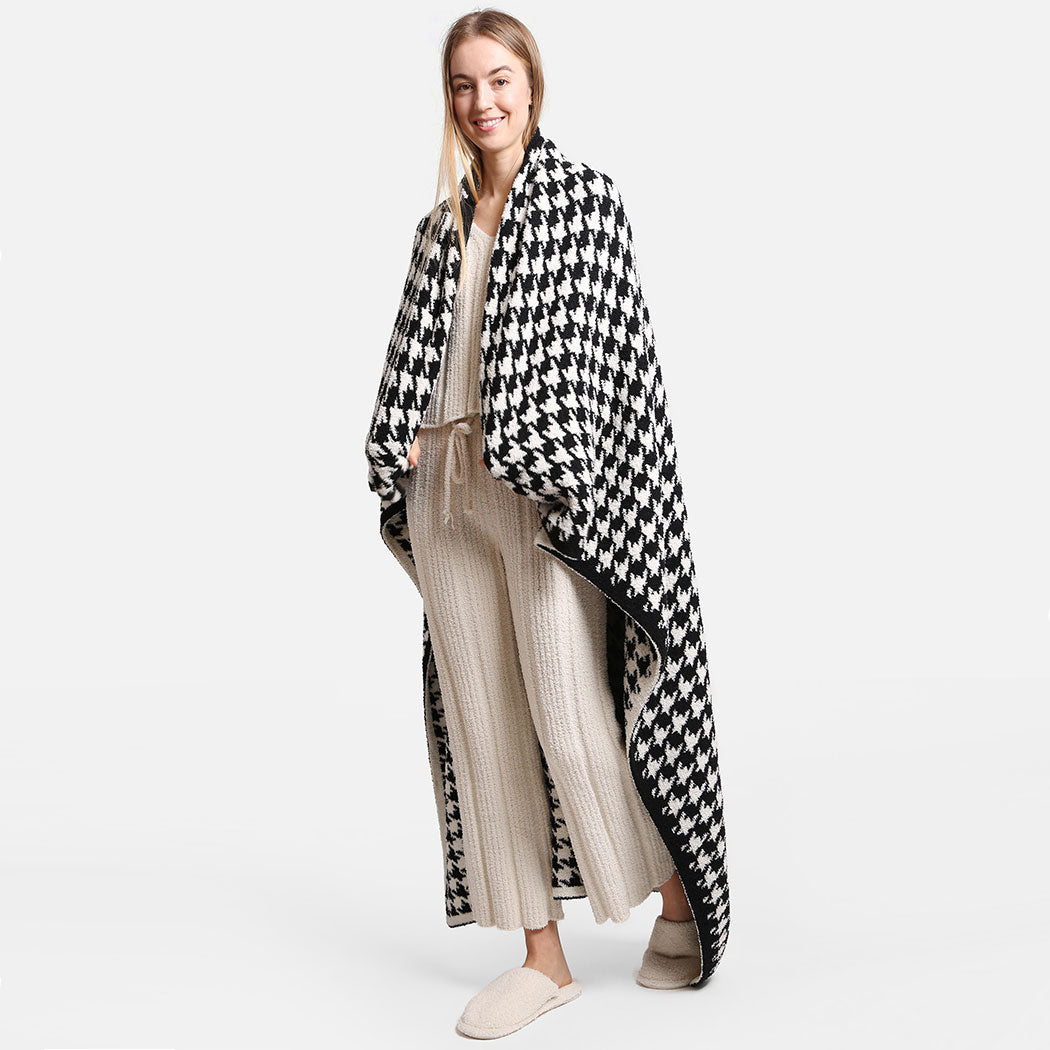 Houndstooth Pattern Luxury Soft Throw Blanket - Fashion CITY