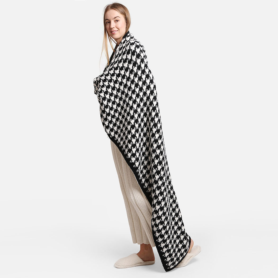 Houndstooth Pattern Luxury Soft Throw Blanket - Fashion CITY