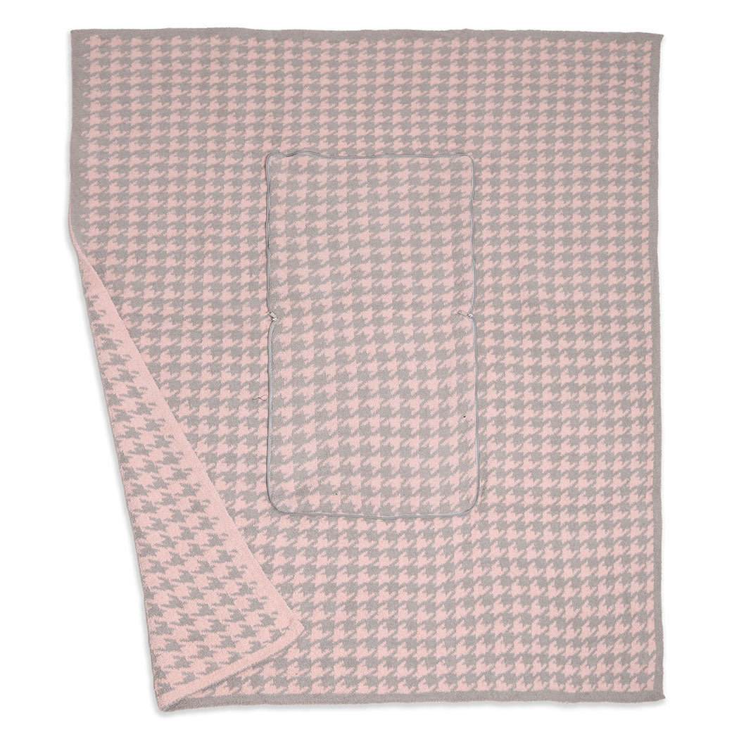 2 In 1 Houndstooth Print Throw Blanket & Pillow - Fashion CITY