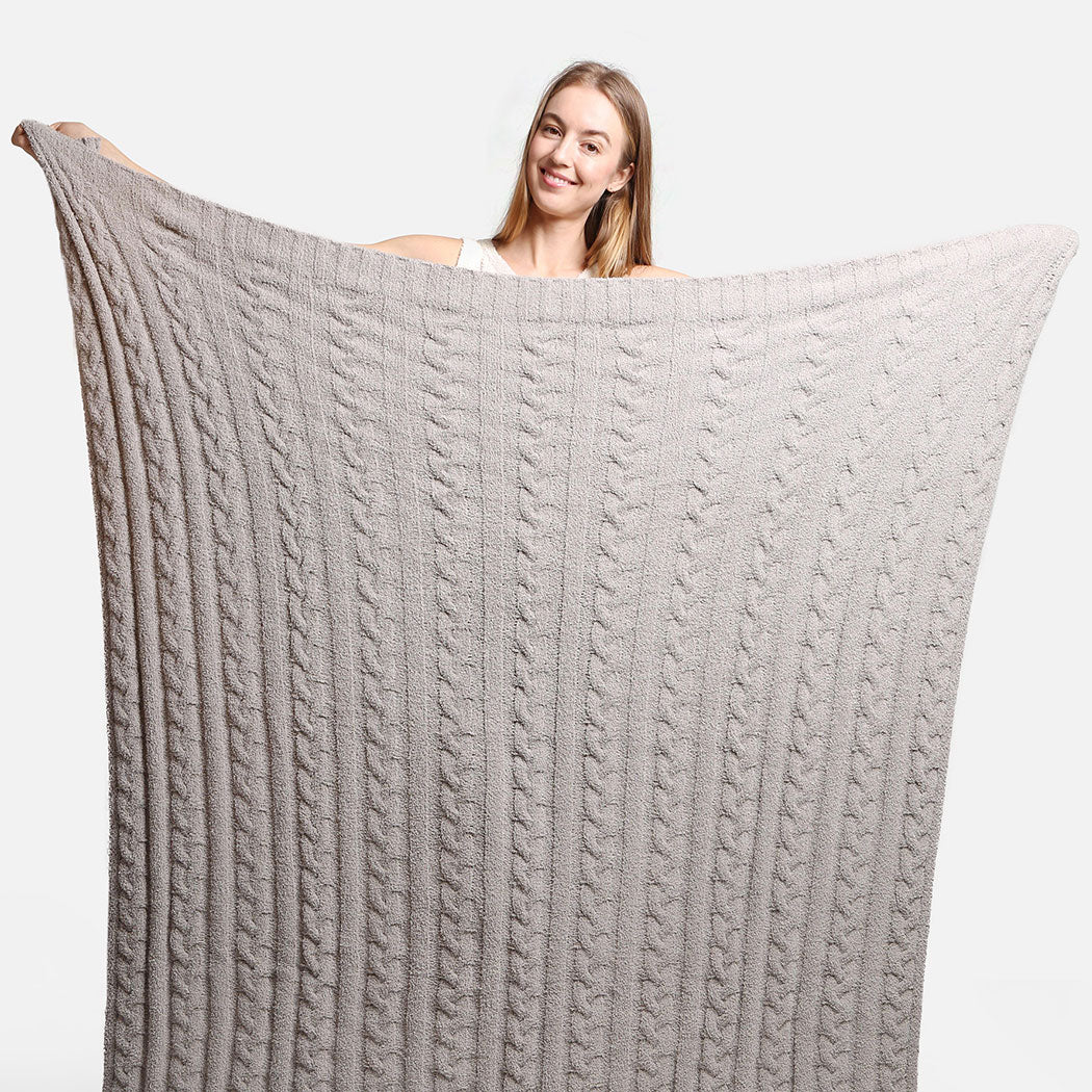Braided Cable Knit Luxury Soft Throw Blanket - Fashion CITY