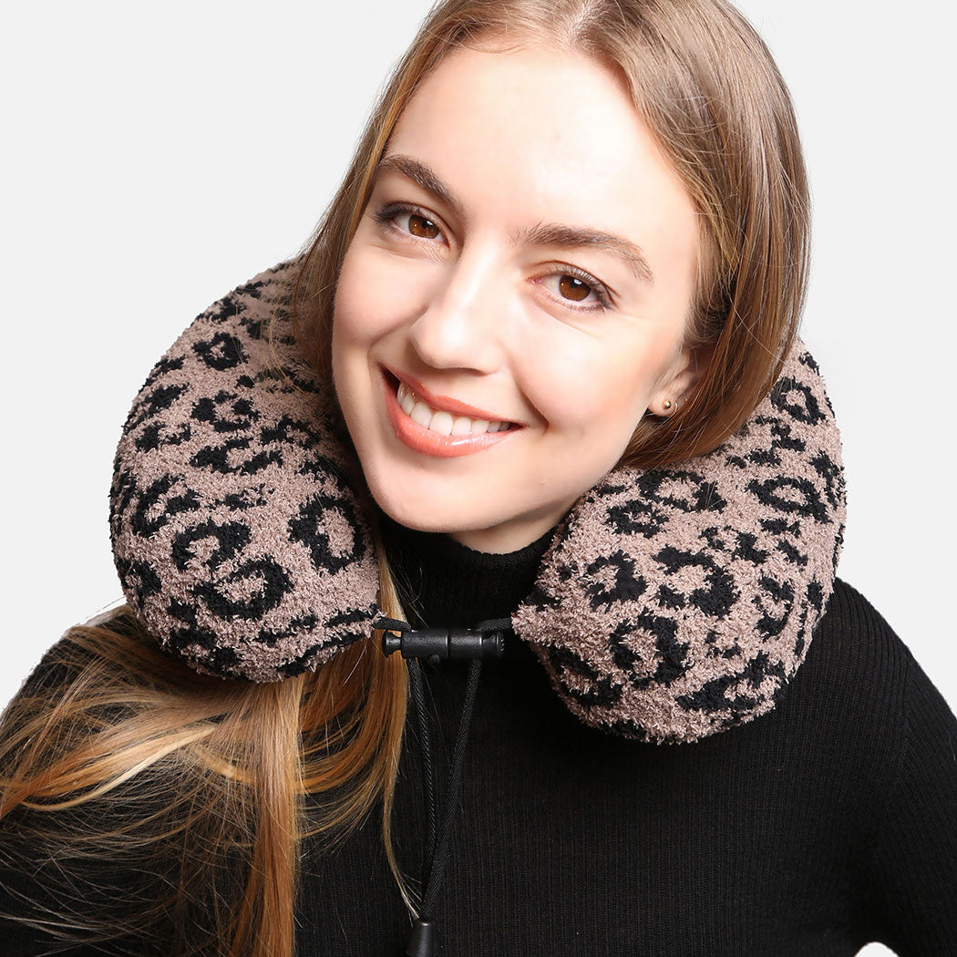 Soft Leopard Print Travel Neck Pillow - Fashion CITY