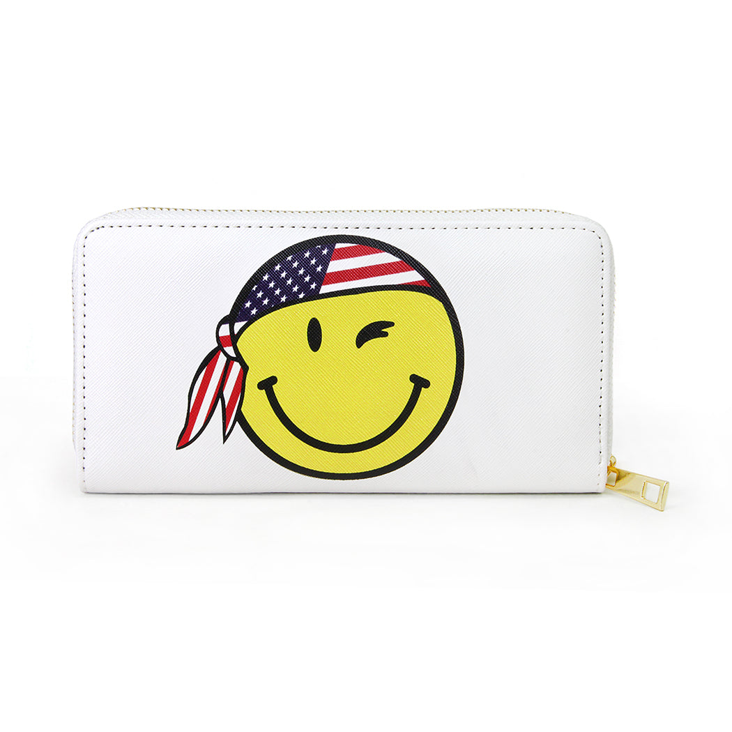 Smiley Face Emoji USA Bandana Wallet - Fashion CITY
