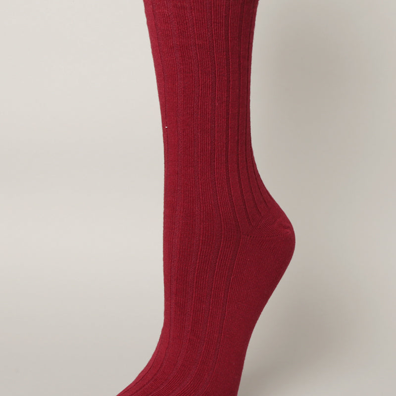 Women's Solid Color Cotton Blend Crew Socks - Fashion CITY