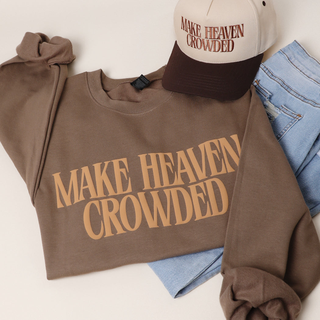Make Heaven Crowded puff print sweatshirt in brown savana