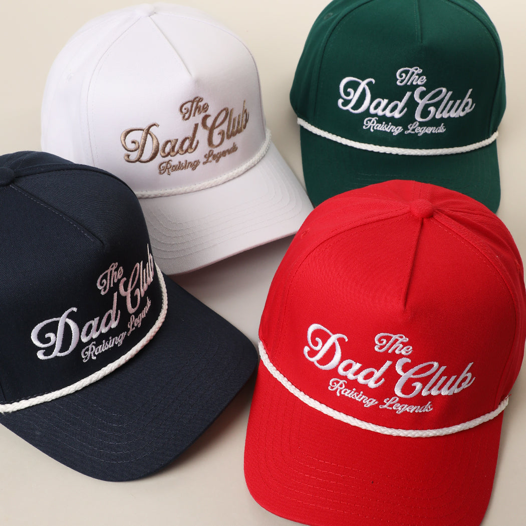 Model wearing The Dad Club Raising Legends rope trucker hat