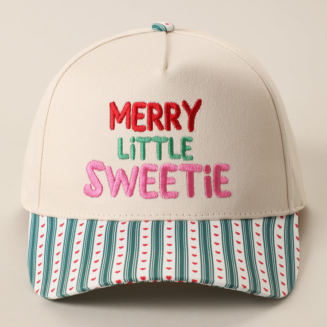 Merry Little Sweetie embroidered holiday brim trucker hat in green