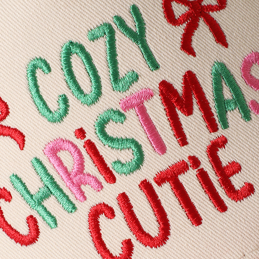 Cozy Christmas Cutie holiday brim trucker hat, detail view