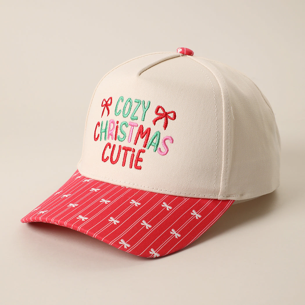 Cozy Christmas Cutie holiday brim trucker hat, side view
