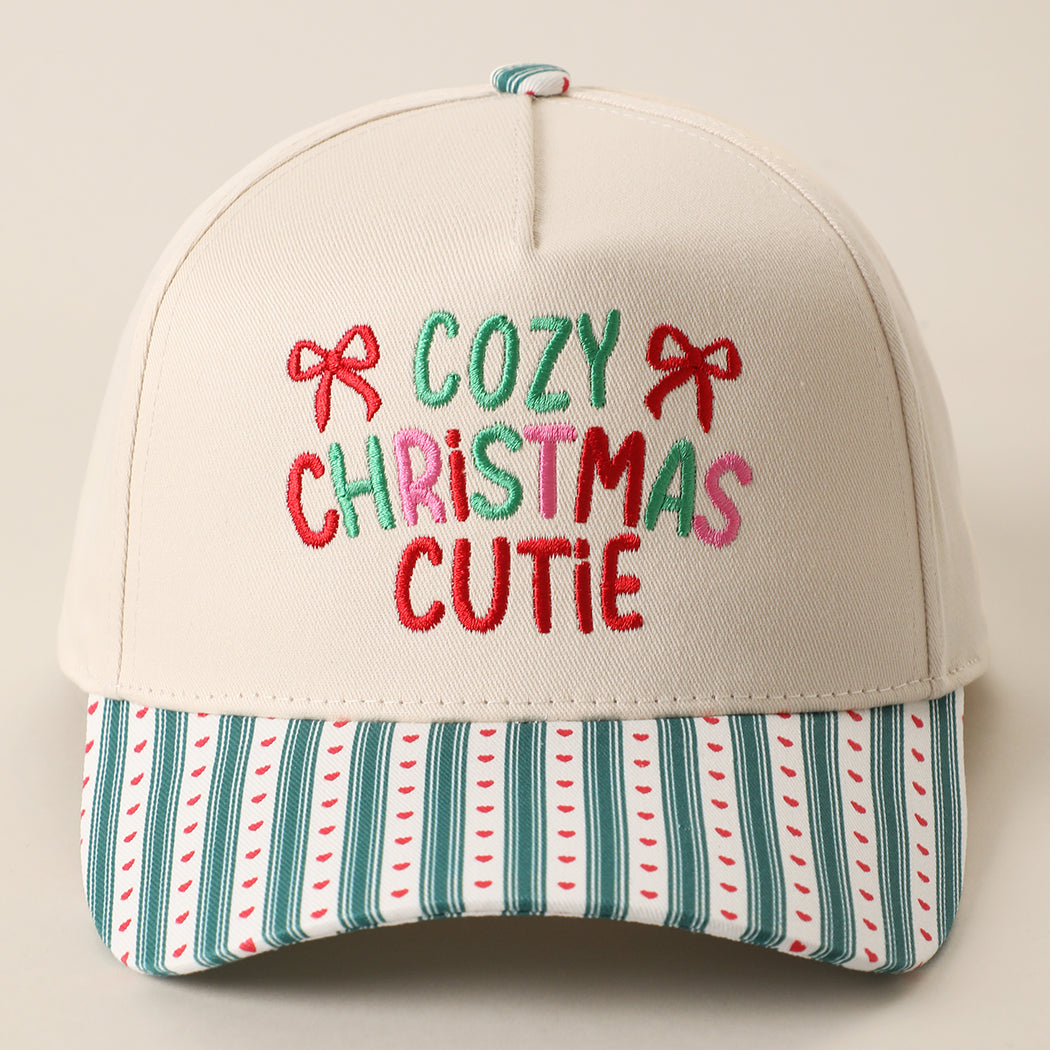 Cozy Christmas Cutie embroidered holiday brim trucker hat in green