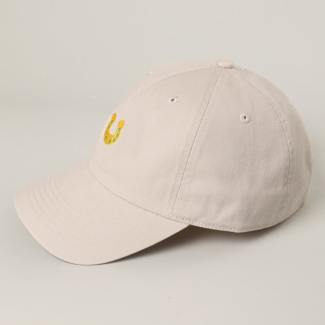 Mini Horseshoe baseball cap in putty detail view