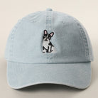 Boston Terrier embroidered baseball cap in blue mint