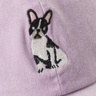 Boston Terrier embroidered baseball cap in lilac side view
